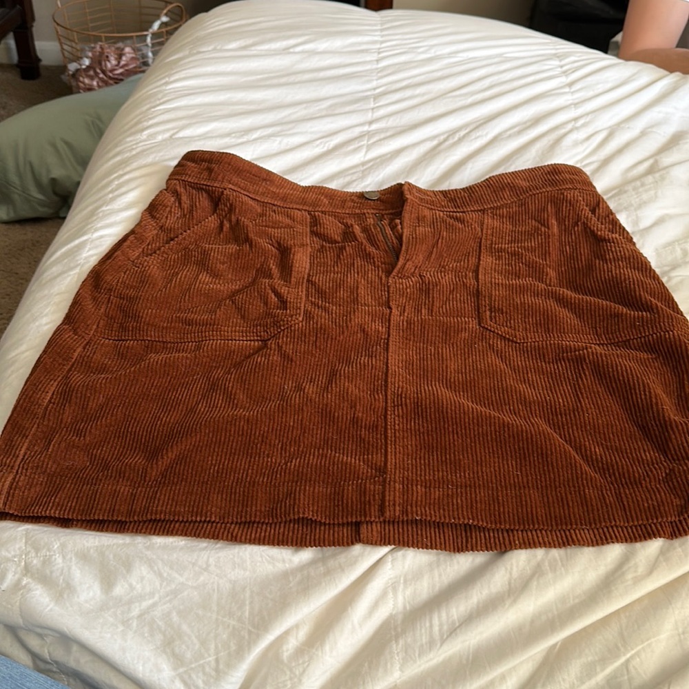 Rust colored corduroy mini skirt
